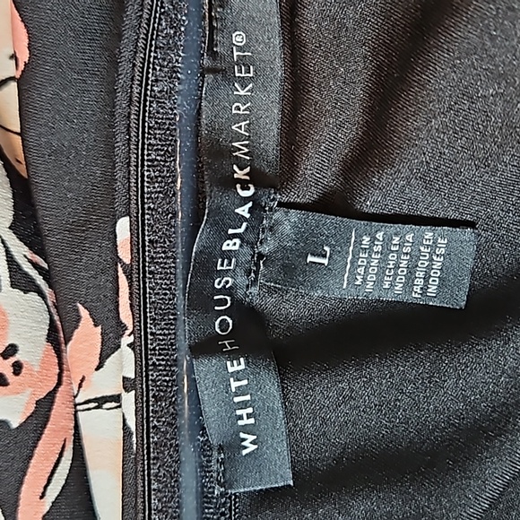 WHBM black floral 1 shoulder stretchy top-L - Picture 5 of 9